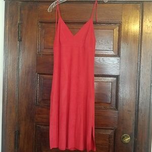 Red-orange suede dress